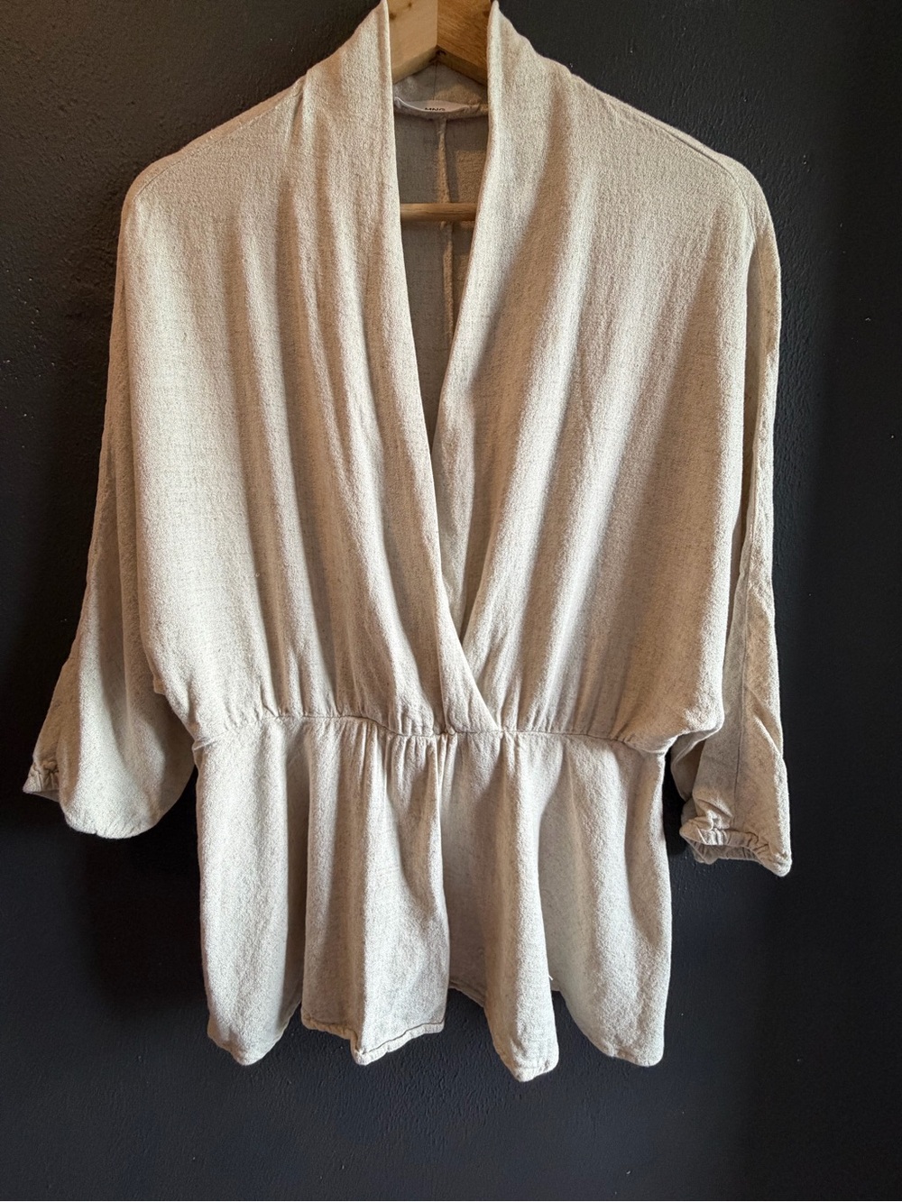 MNG Cream V-Neck Peplum Tunic